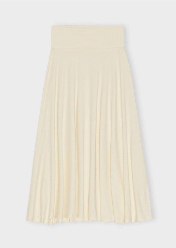 Moshi Moshi Mind Women Midi Waistband Jersey Skirt In White