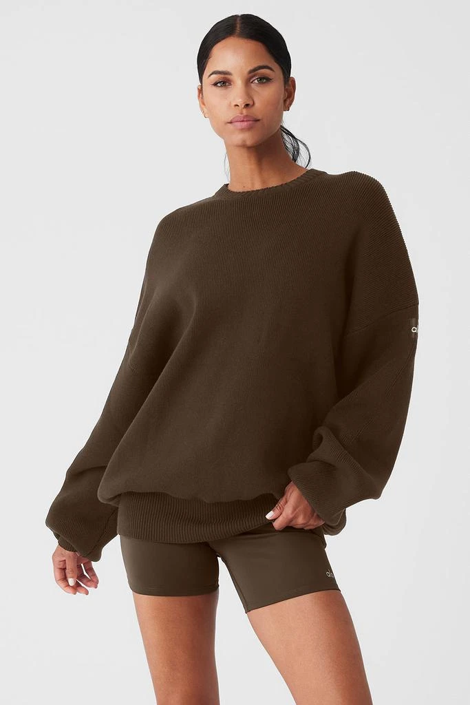 Alo Scholar Crew Neck Sweater - Espresso 1