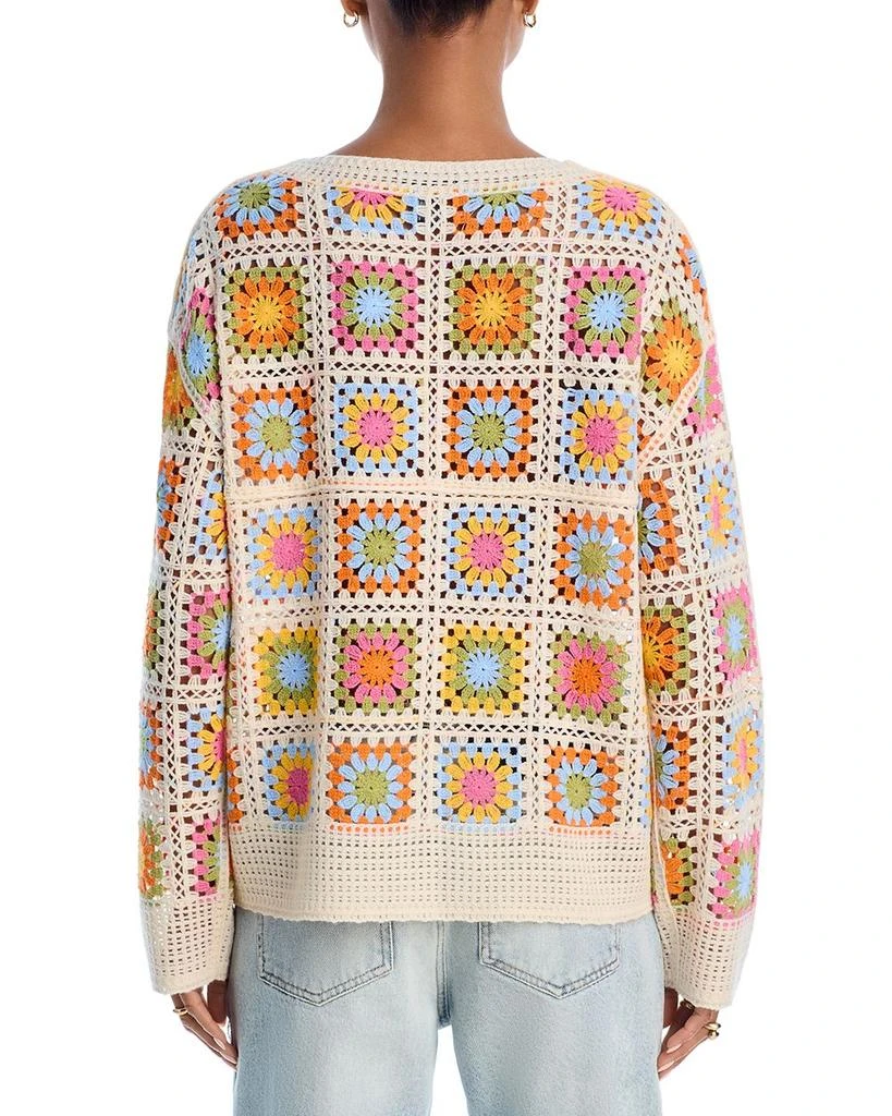AQUA Rainbow Crocheted Patchwork Sweater 3