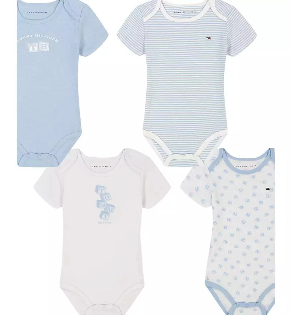 Tommy Hilfiger Baby Boys
 Short Sleeve Bodysuits, 4-Pack Set 3