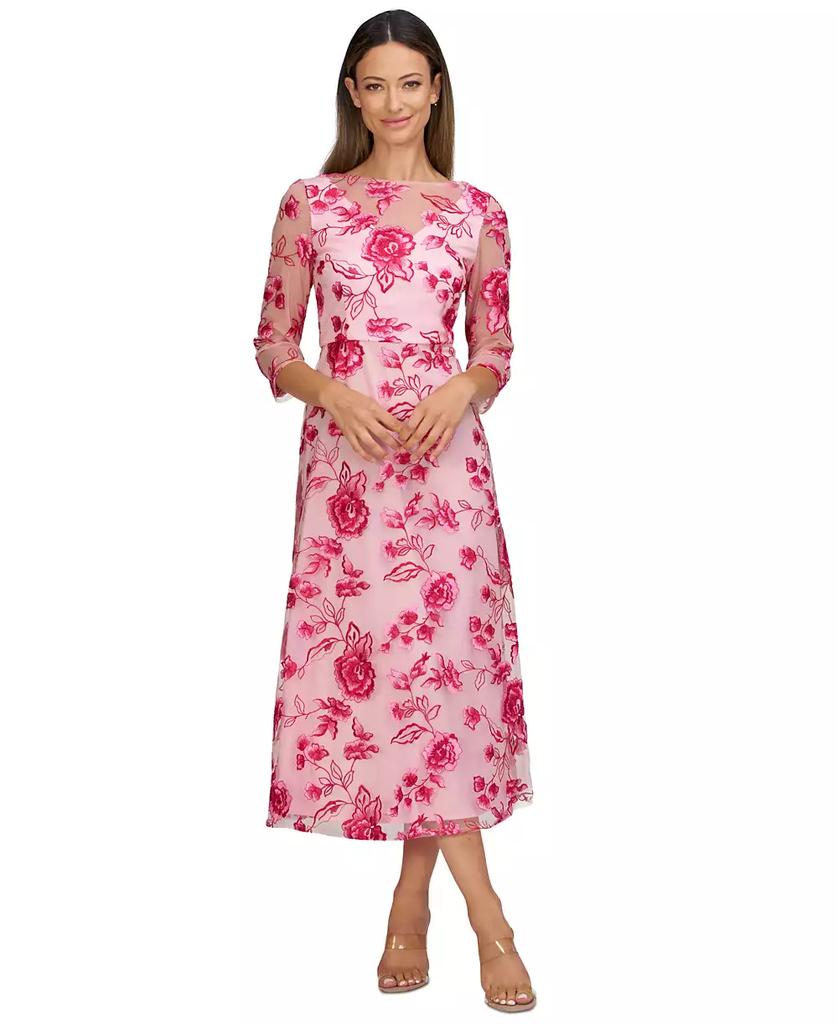 JS Collections Women's Nadine Embroidered 3/4-Sleeve Party Dress
