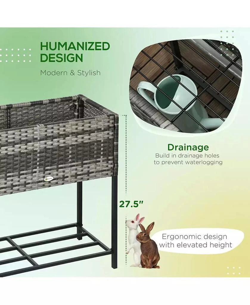 Chic Crate Outsunny Elevated Planter Box with Rattan Look 3