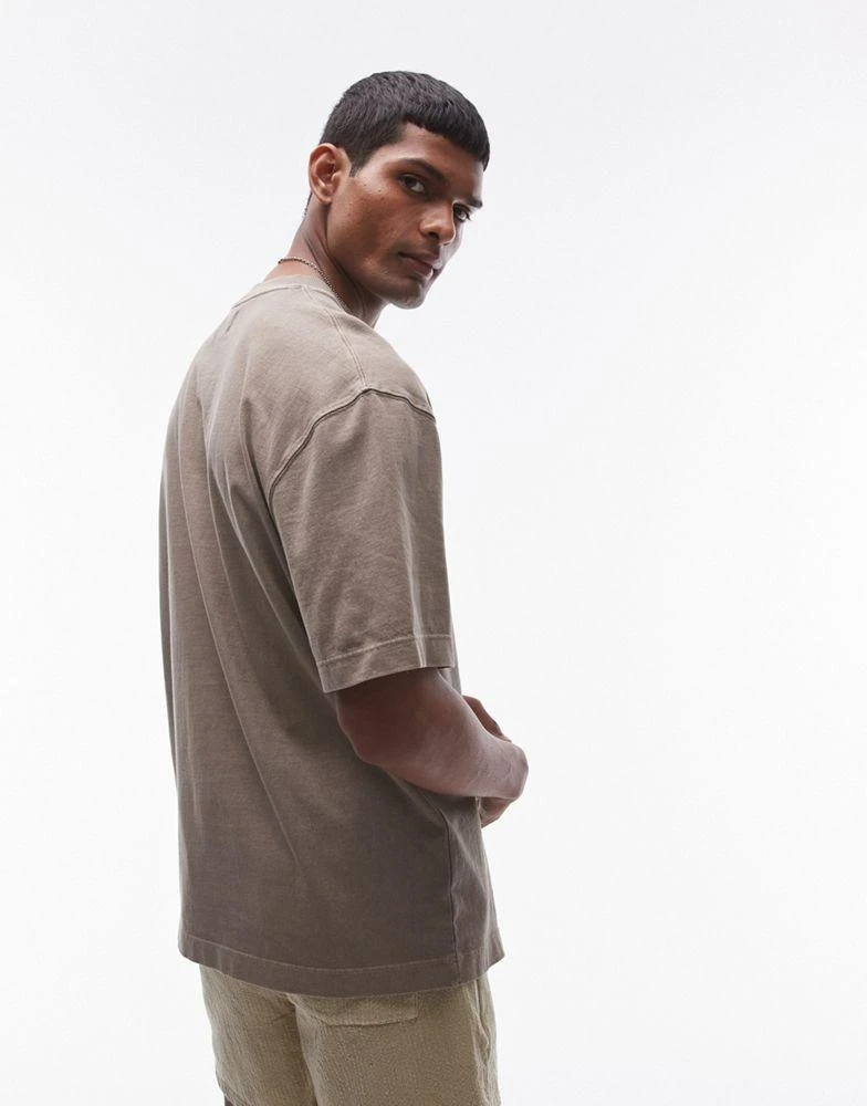 Topman Topman oversized t-shirt in washed khaki 3