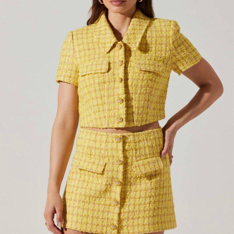 ASTR the Label Mavey Tweed Jacket In Yellow