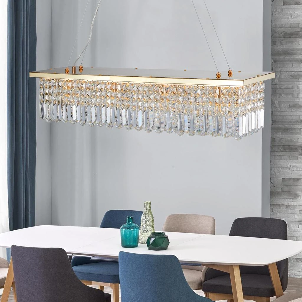 Streamdale Furniture Streamdale Modern Gold Rectangle Raindrop Chandelier for Dining Room 
Kitchen 4