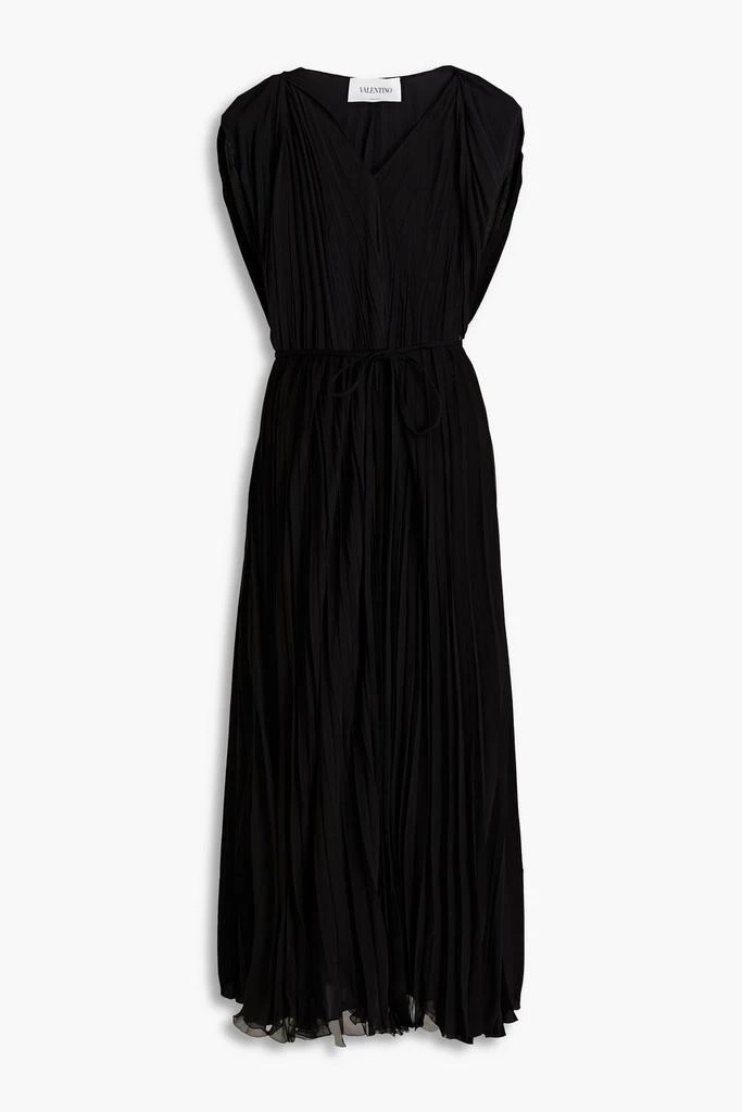 Valentino Wrap-effect pleated silk-crepe maxi dress 1