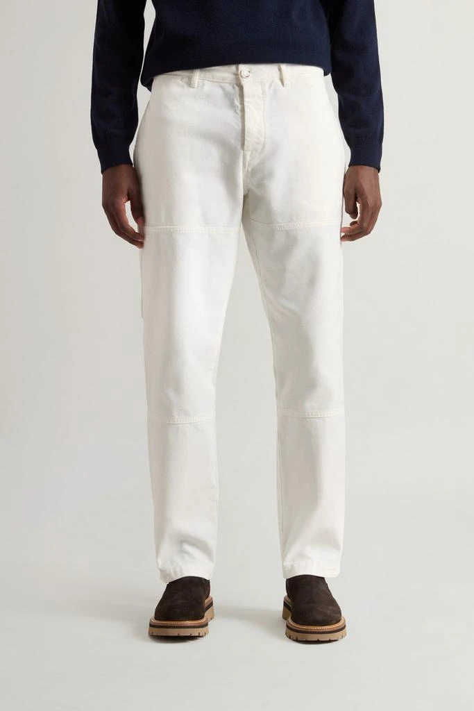 Woolrich Garment-Dyed Carpenter Pants in Pure Cotton Canvas - Men - White 2