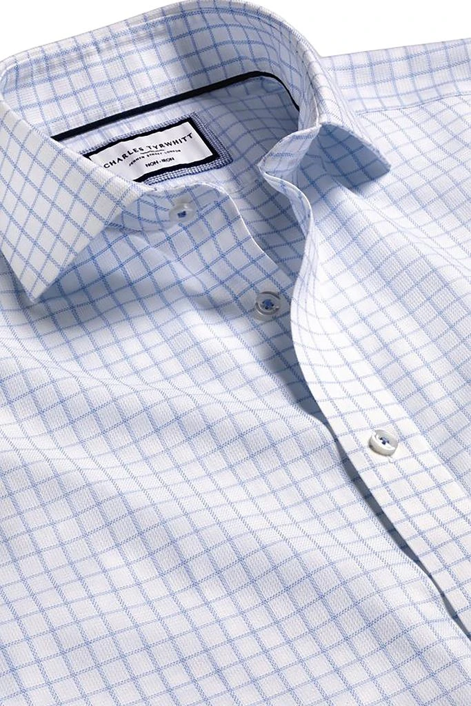 Charles Tyrwhitt Men's Non-Iron Clifton Weave Check Cutaway Slim Fit Shirt Double Cuff 5