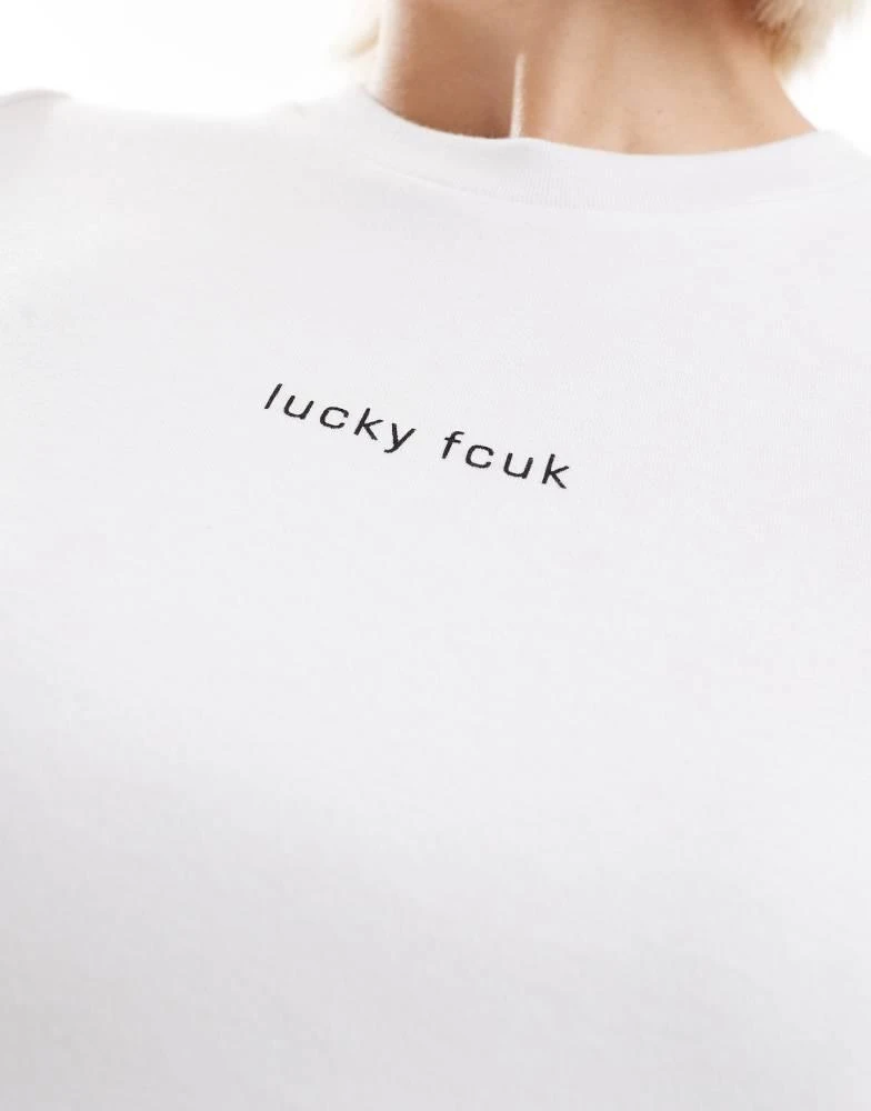 French Connection French Connection FCUK baby tee with lucky slogan in white 3
