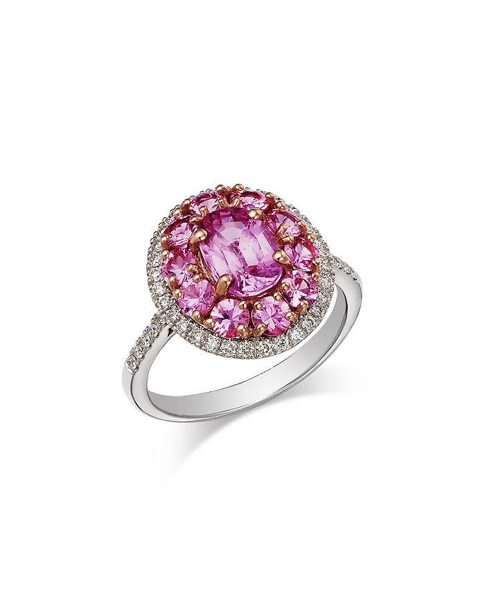 Bloomingdale
s Fine Collection Pink Sapphire 
Diamond Halo Ring in 14K Rose 
White Gold