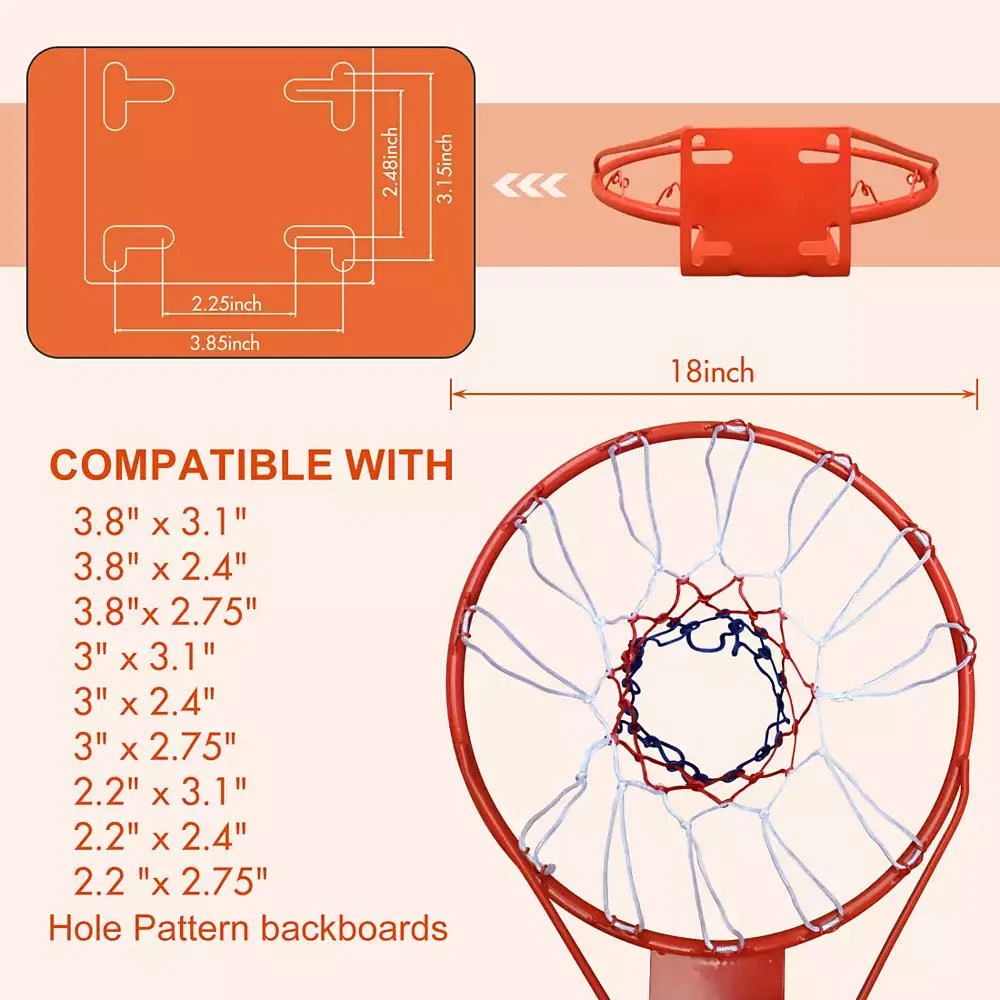 Streamdale Furniture Streamdale 18" Steel Basketball Rim with Net (Easy Install) 2