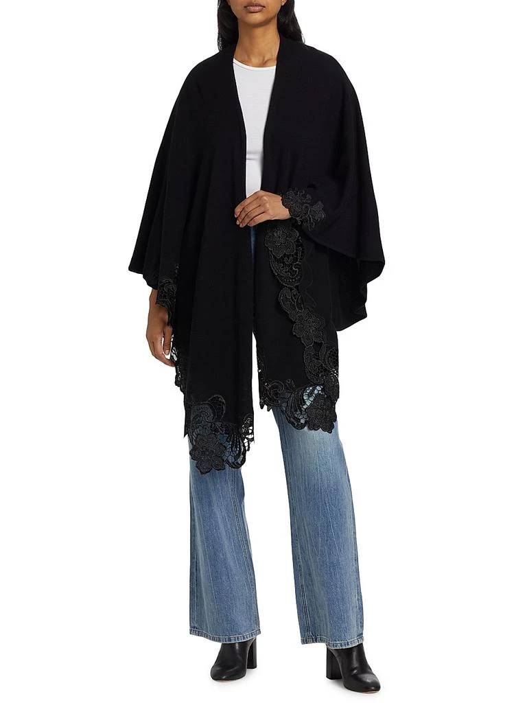 Sofia Cashmere Lace-Trim Cashmere Knit Cape 2