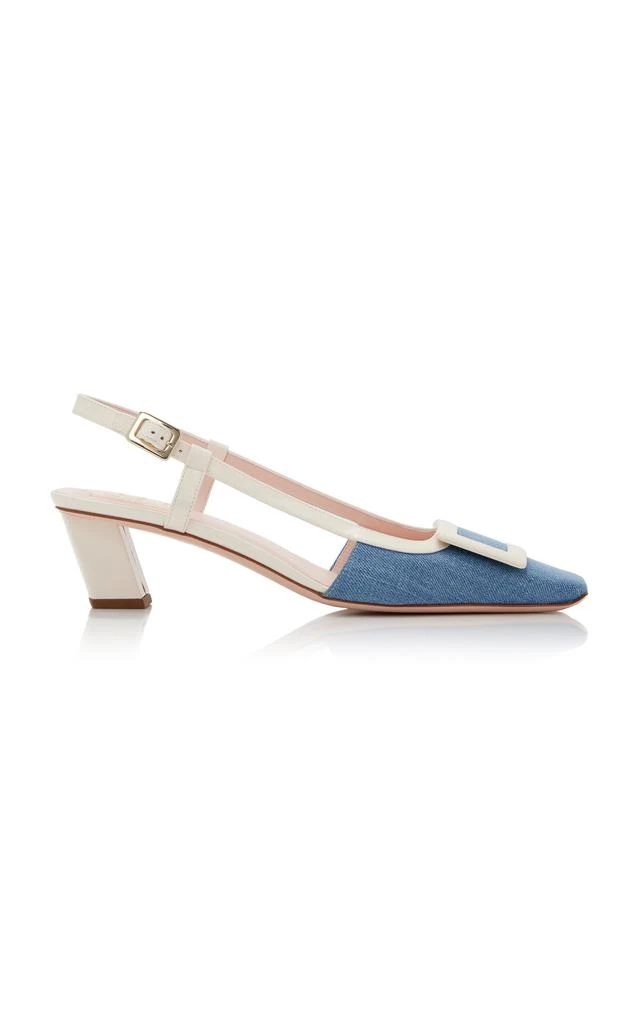 Shop Roger Vivier Belle Vivier Denim Slingback Pumps Blue IT