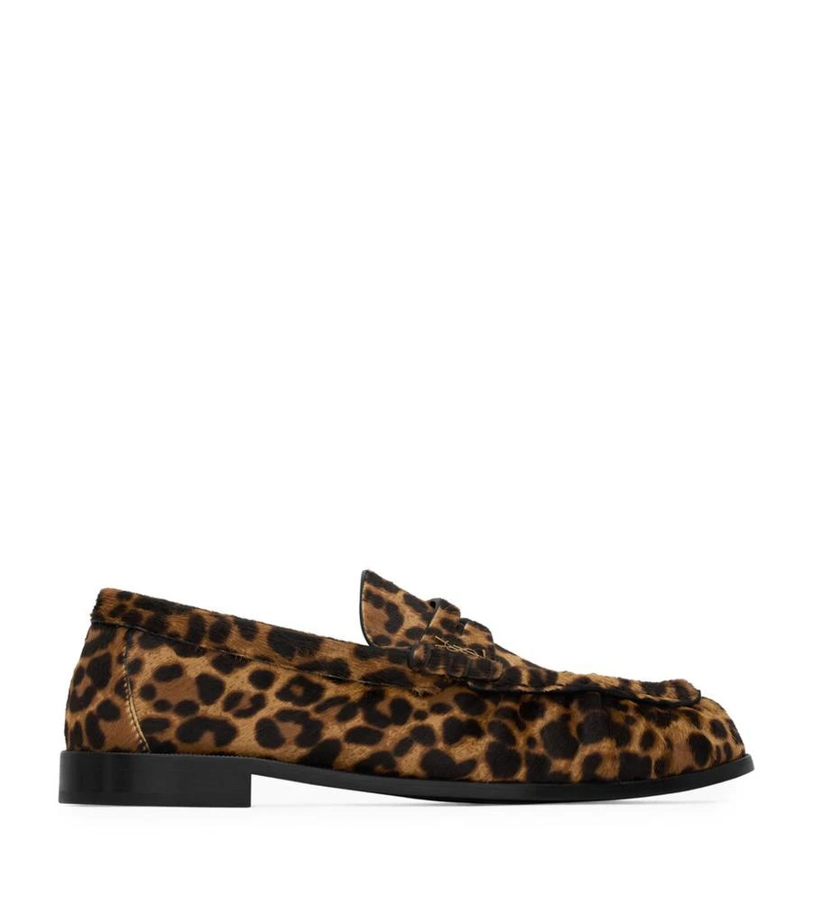 Yves Saint Laurent Leather Leopard Loafers 1