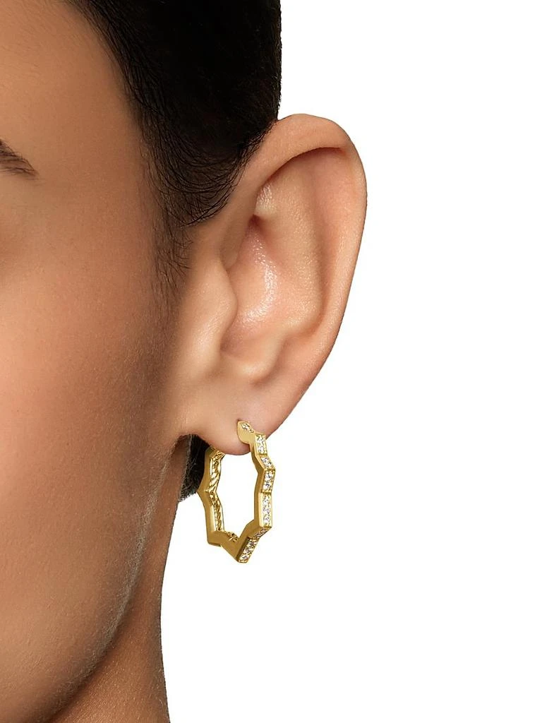 David Yurman Zig Zag Stax™ Hoop Earrings in 18K Yellow Gold with Diamonds, 22.8MM 2