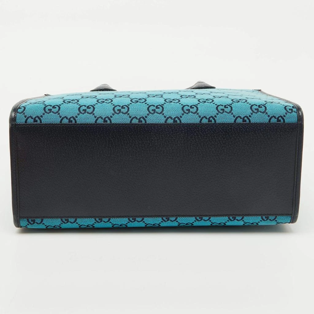 Gucci Gucci Blue/Navy Blue GG Canvas and Leather Small Structured Tote 6