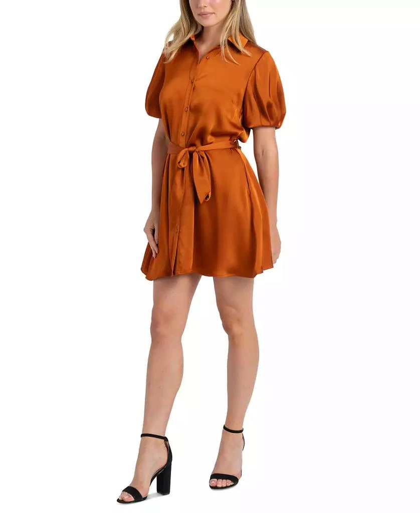 Sam Edelman Women's Fluid-Satin Puff-Sleeve Mini Dress - Copper - 8