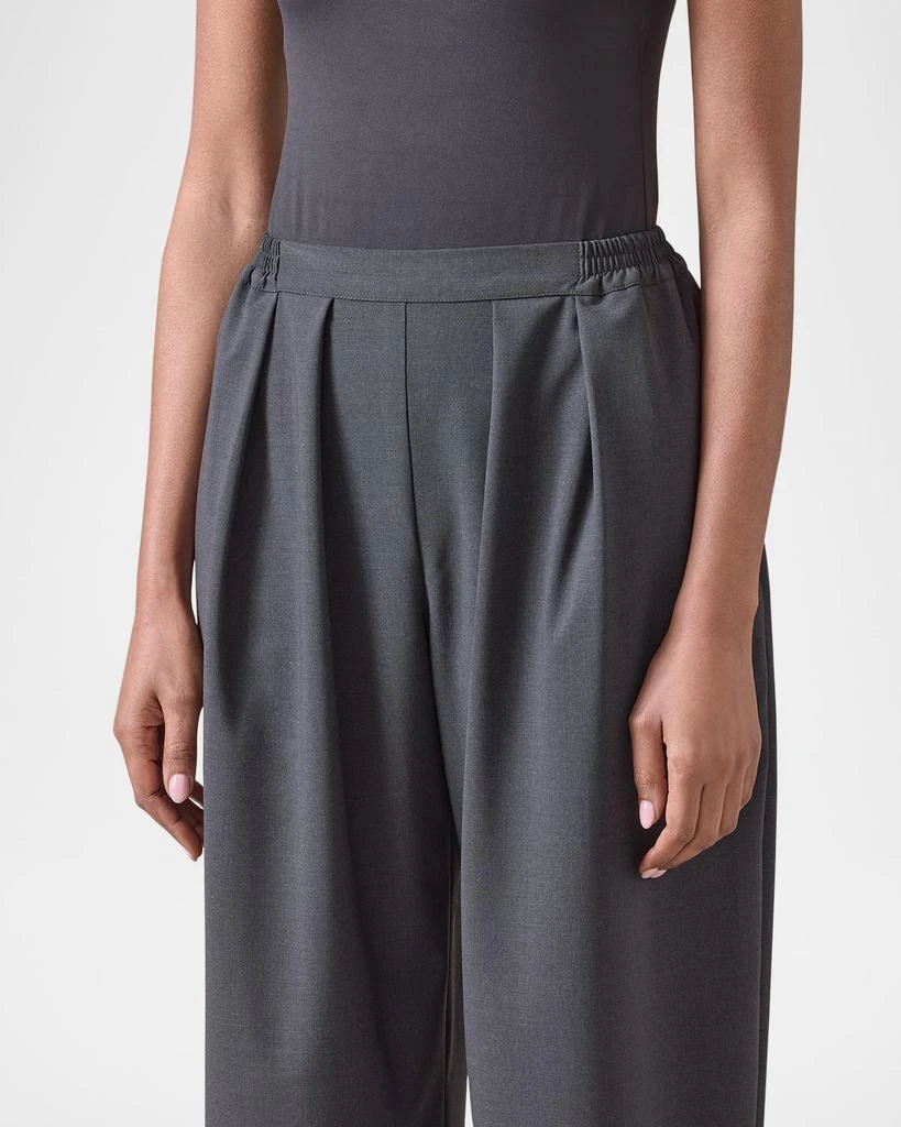 Eskandar Pleated Stretch Wool Straight-Leg Crop Trousers 6