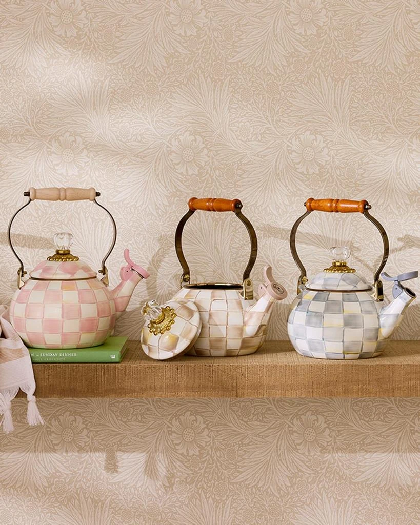 MacKenzie-Childs Mocha Check Whistling Tea Kettle 2