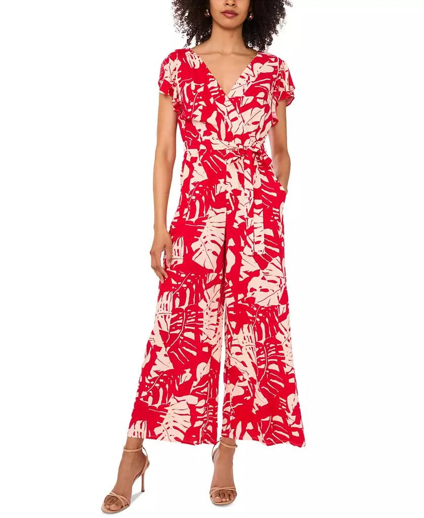 Sam & Jess Women's Printed Flutter-Sleeve Wide-Leg Jumpsuit 1