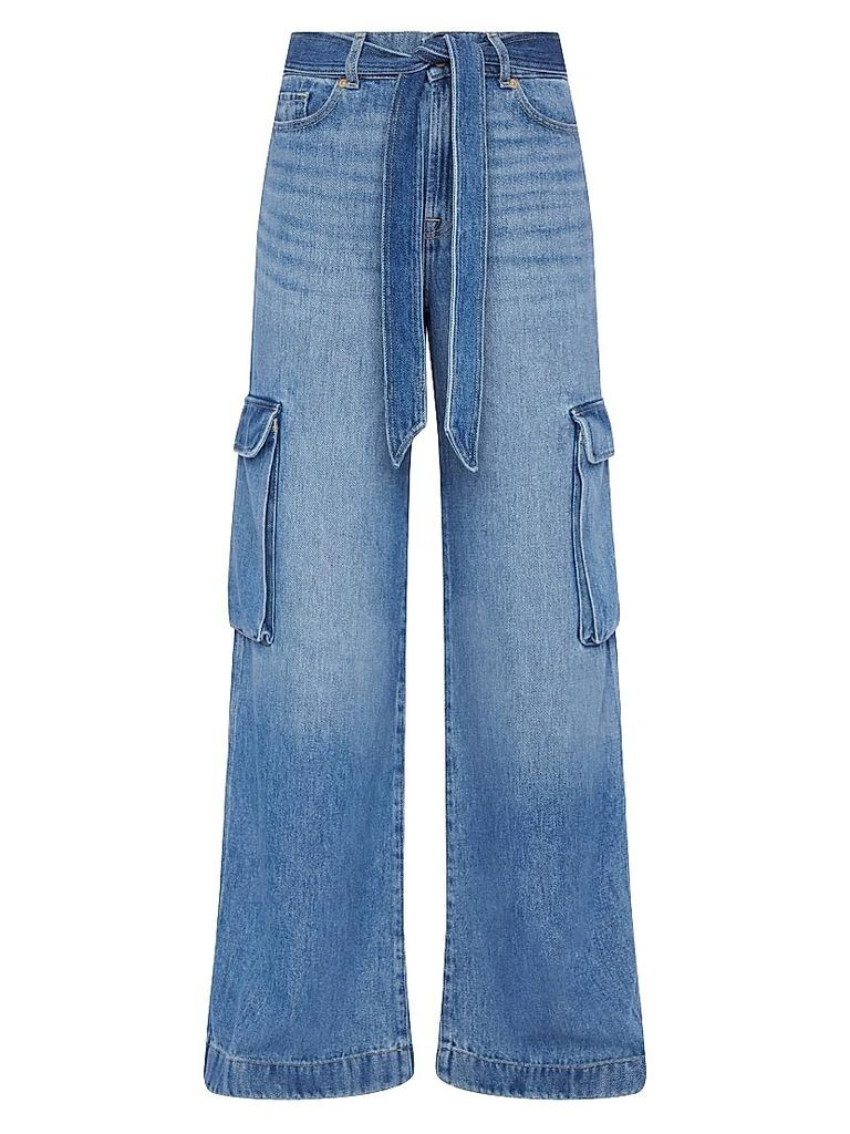 7 For All Mankind Denim Tie-Waist Cargo Palazzo Jeans 1