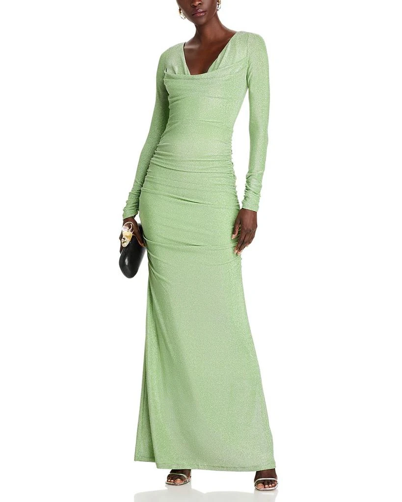 Black Halo Rafaela Metallic Knit Maxi Dress 3