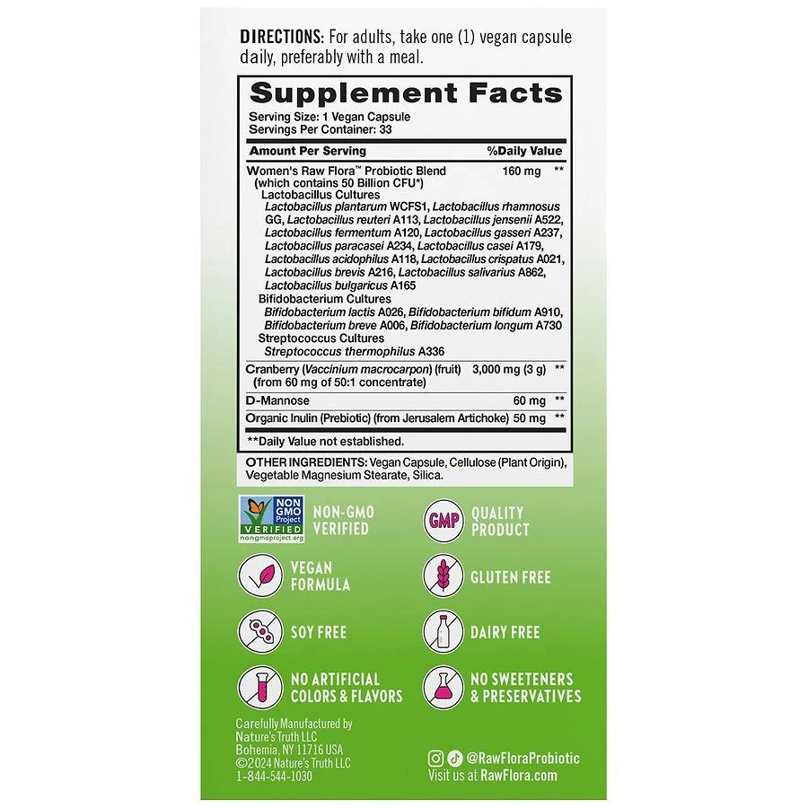 Nature
s Truth Raw Flora 50 Billion Women¿s Probiotic Vegan Capsules 2