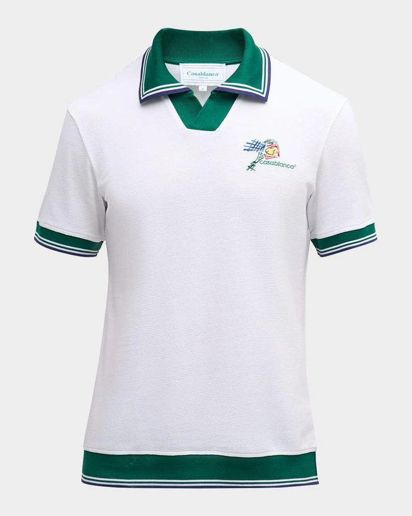 Casablanca Men's Croquis de Tennis Embroidered Polo Shirt 1