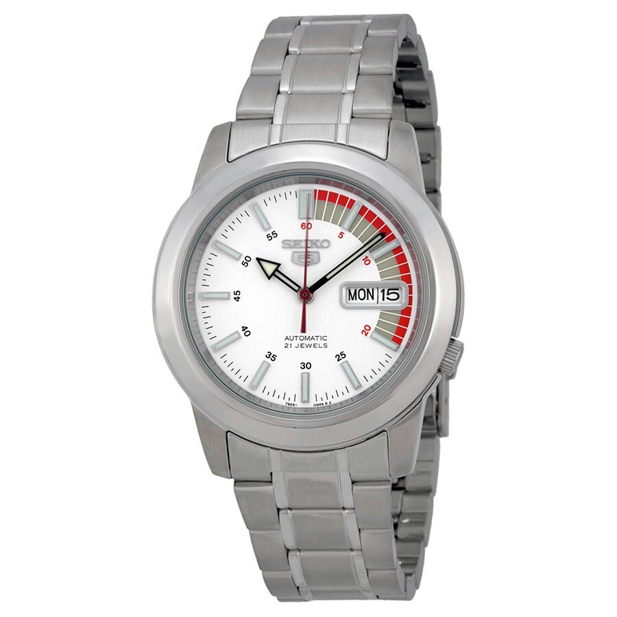 Seiko 5 Automatic White Dial Stainless Steel Men
s Watch SNKK25