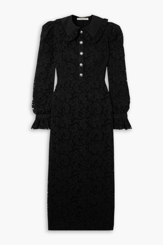 Alessandra Rich Silk-trimmed ruffled lace maxi dress