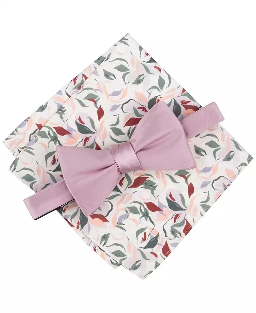 Bar III Men's Solid Bow Tie & Floral Pocket Square Set, Exclusively at Macy's 1
