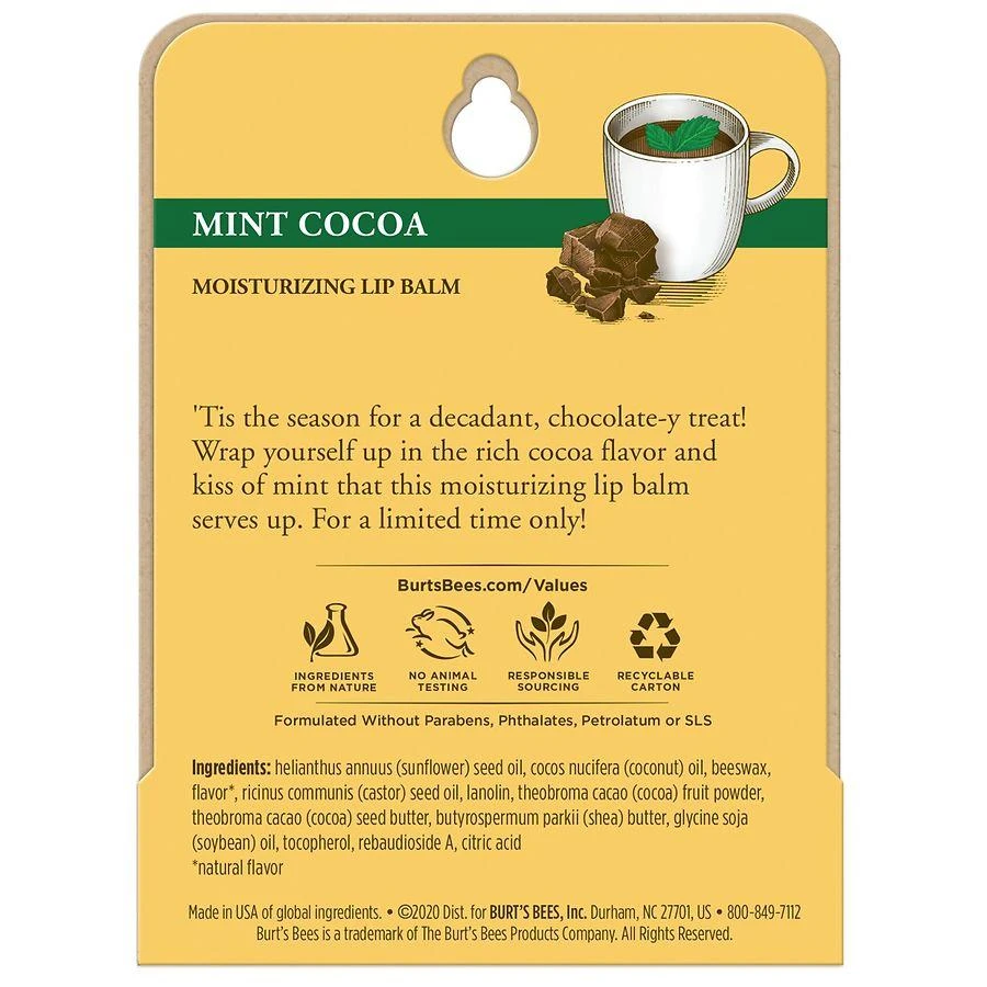 Burt's Bees Moisturizing Lip Balm Mint Cocoa 5