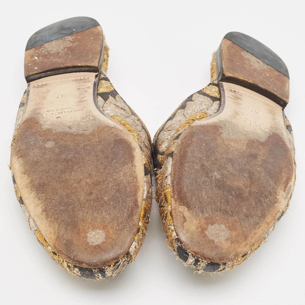 Gucci Gucci Metallic Brocade Fabric Princetown Flat Mules Size 37 6