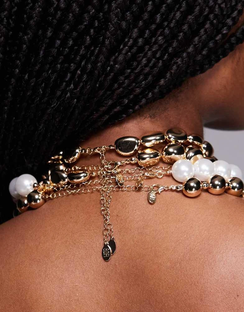 8 Other Reasons 8 Other Reasons statement layered beaded necklace with cross pendant in gold 3