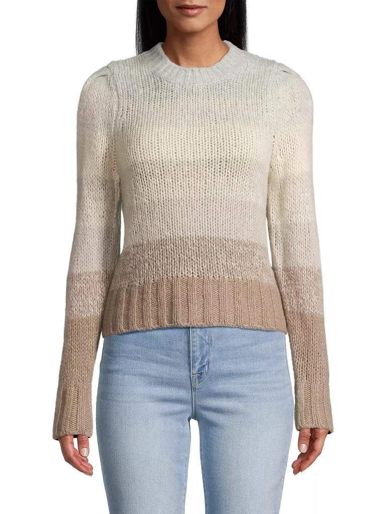 White + Warren Ombré-Striped Crewneck Sweater 3