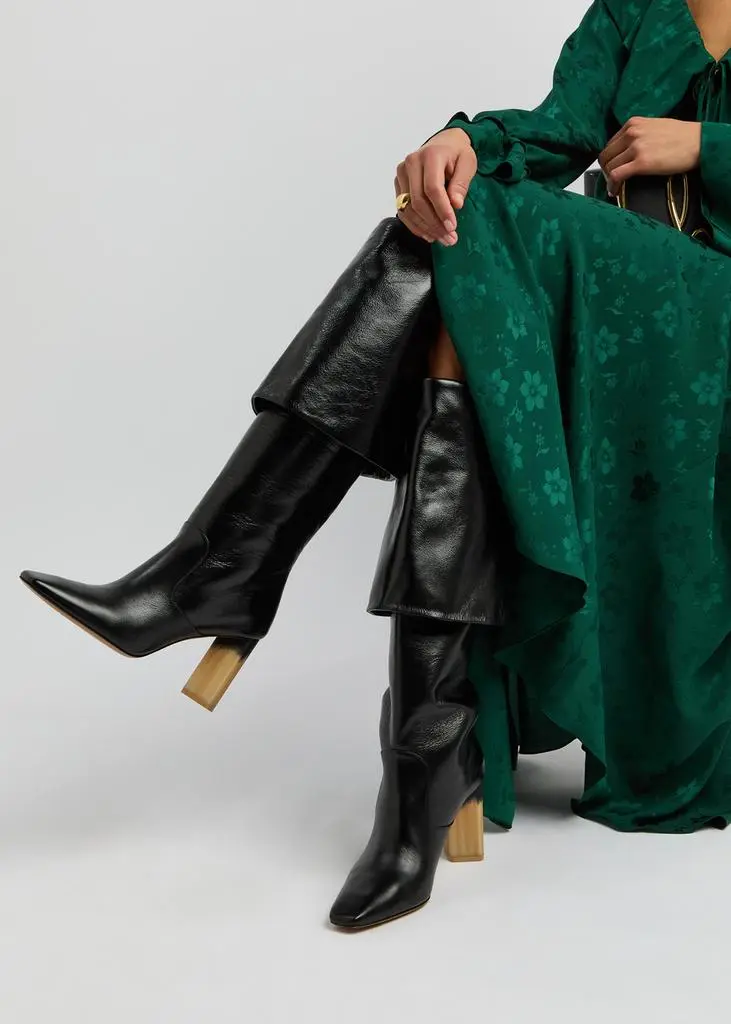 Chloé Georgia 90 glossed leather knee-high boots 5