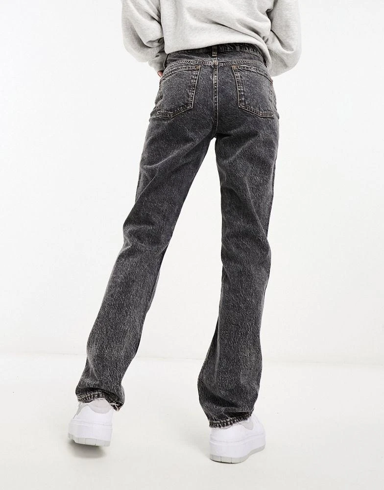 ASOS ASOS DESIGN mid rise straight jeans in dark grey 4