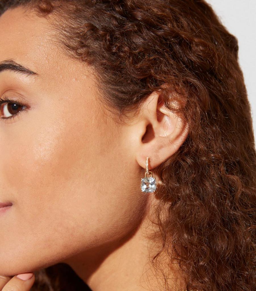 Kiki McDonough Yellow Gold, Diamond and Topaz Cushion Drop Earrings