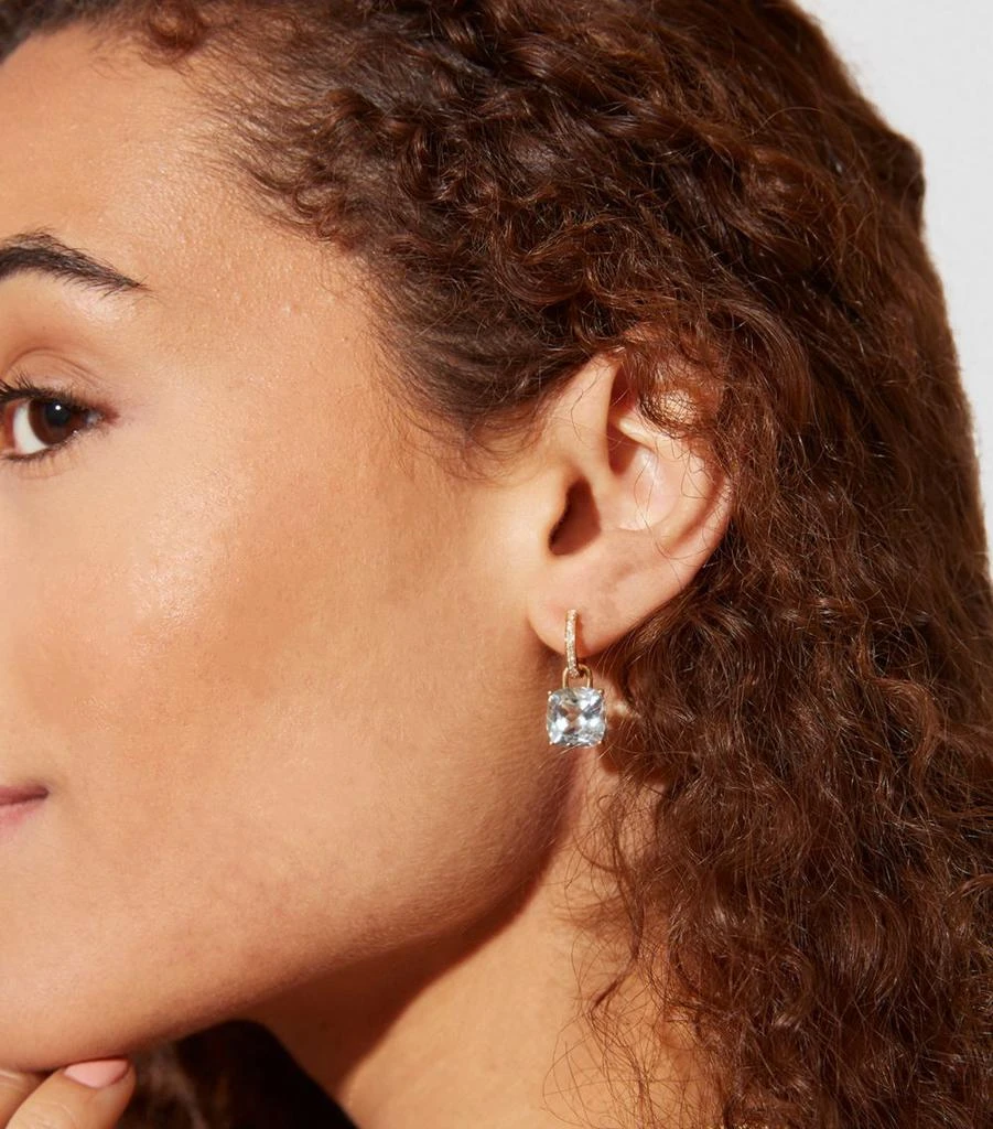 Kiki McDonough Yellow Gold, Diamond and Topaz Cushion Drop Earrings 2