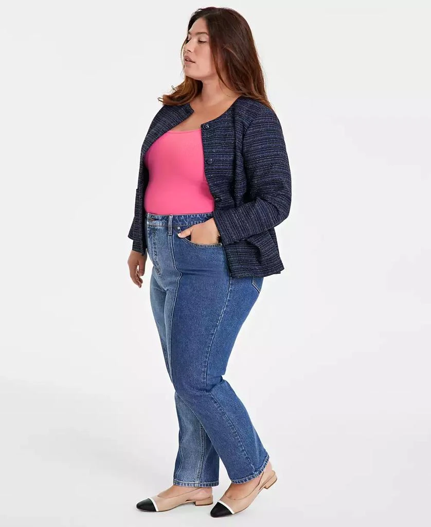 On 34th Trendy Plus Size Two-Tone Straight-Leg Jeans, Created for Macy's 4