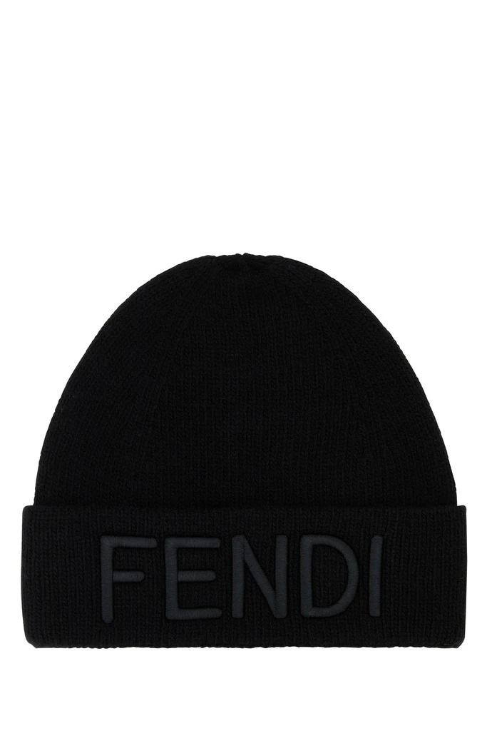 Fendi Black wool beanie hat 1