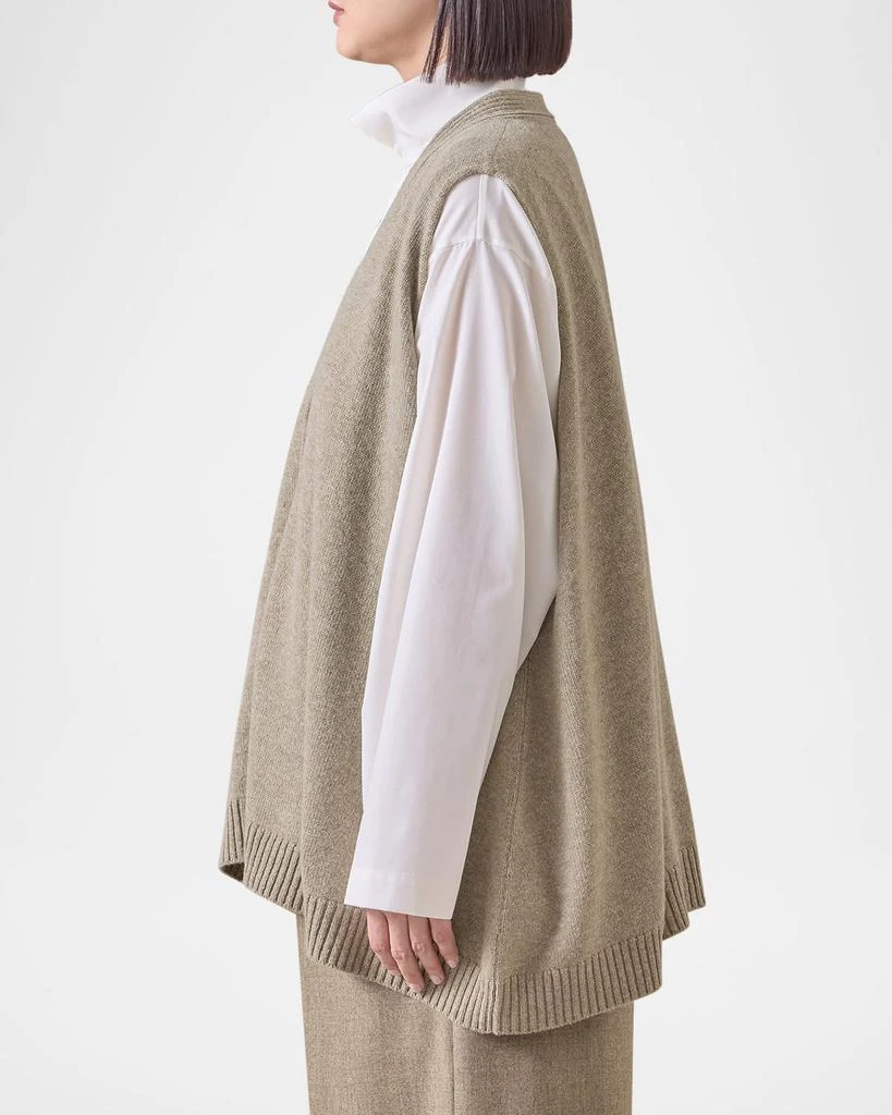 Eskandar Cashmere A-Line Sleeveless V-Neck Cardigan (Mid Plus Length) 5