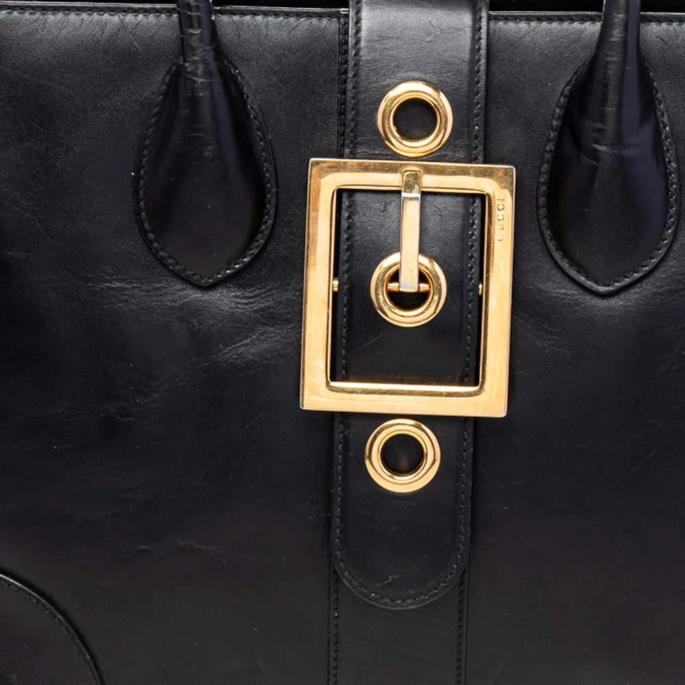 Gucci Gucci Black Leather Lady Buckle Tote 5