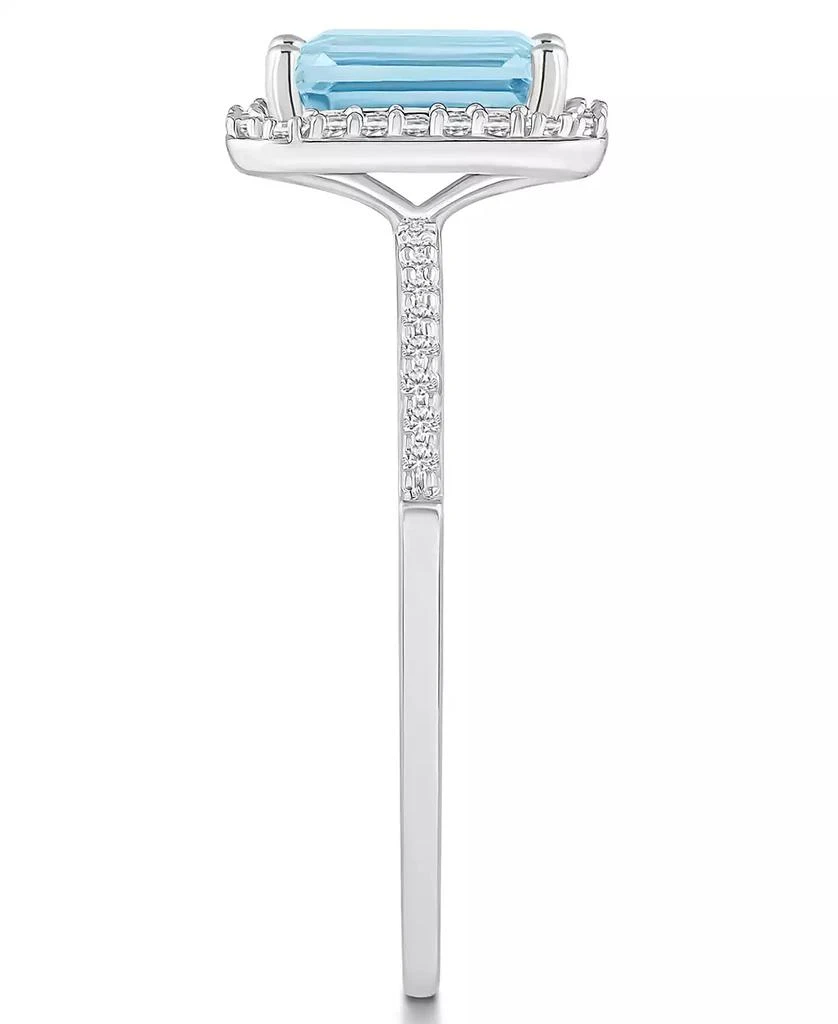 Macy's Lab-Grown Spinel Aquamarine (1-3/4 ct. t.w.) and Lab-Grown Sapphire (1/4 ct. t.w.) Halo Ring in 10K White Gold 4