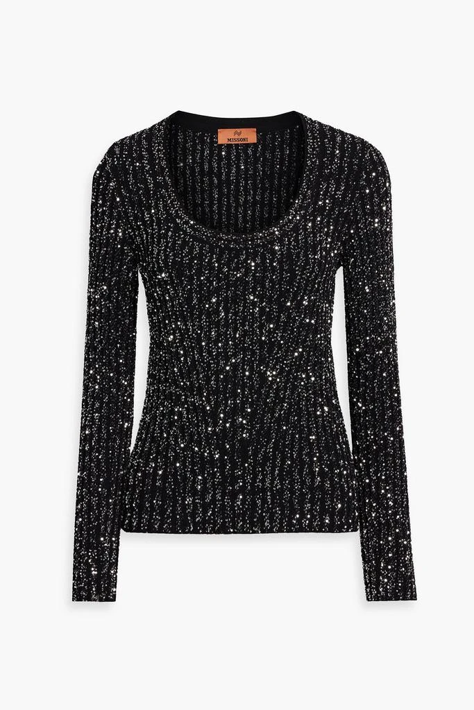 Sequin-embellished crochet-knit sweater – On Sale Now with Up to