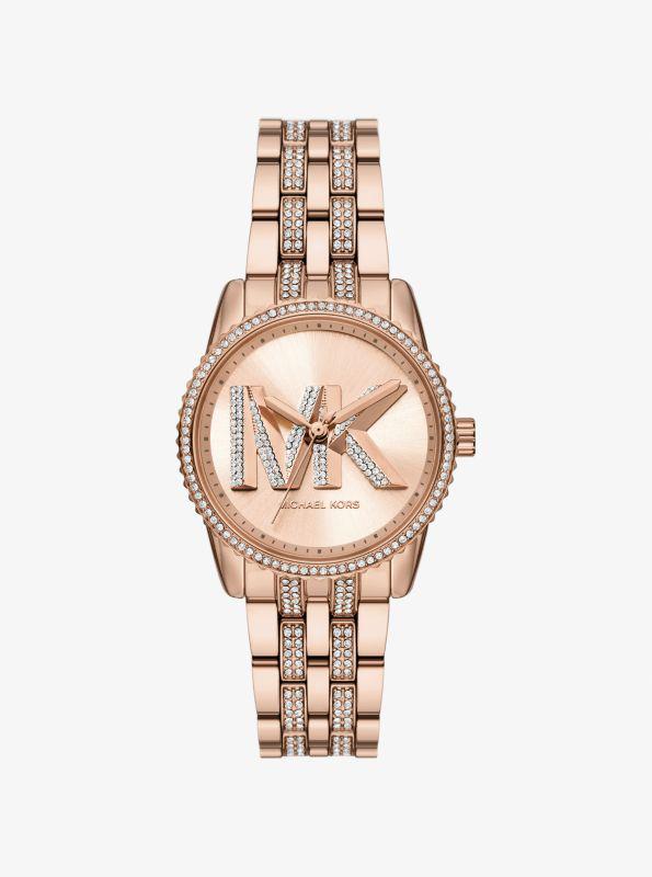 Michael Kors Mini Bryant Pavé Logo Rose Gold-Tone Watch