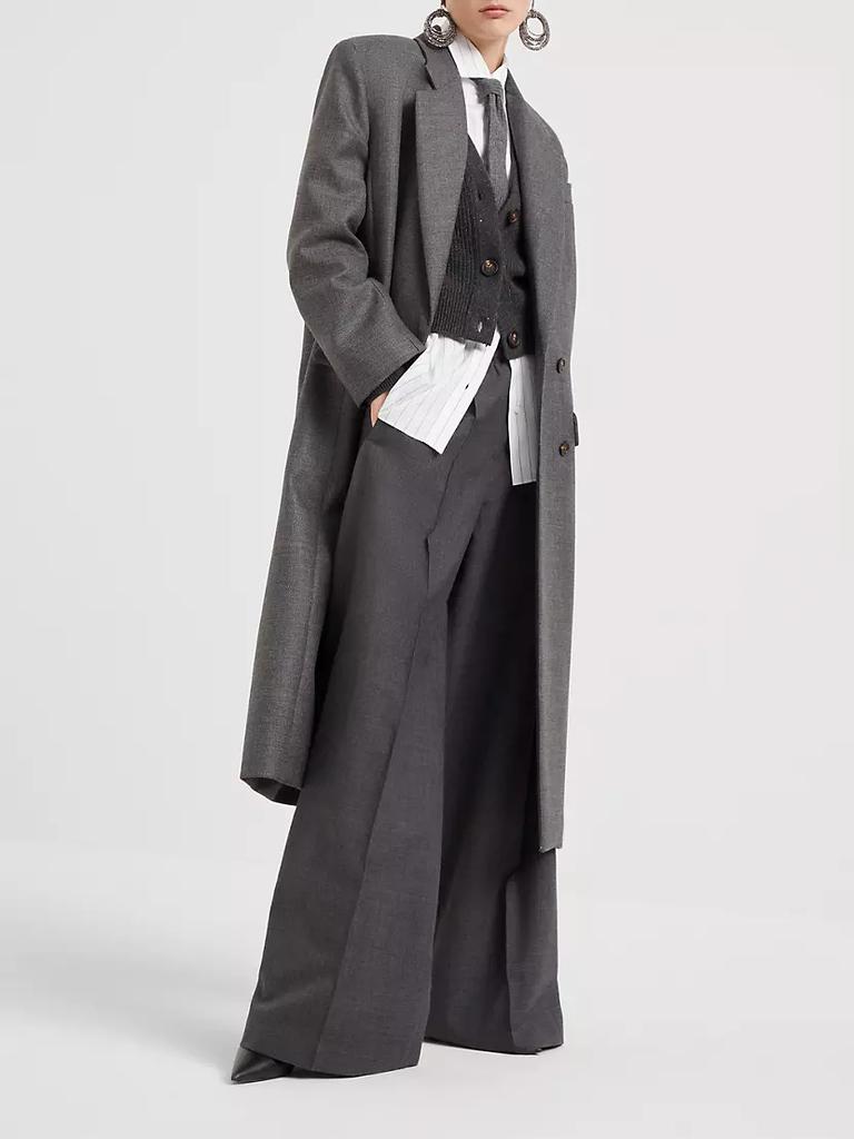 パンツ BRUNELLO CUCINELLI Loose track trousers in virgin wool organ Brunello Cucinelli Virgin Wool Organza Loose Track Trousers