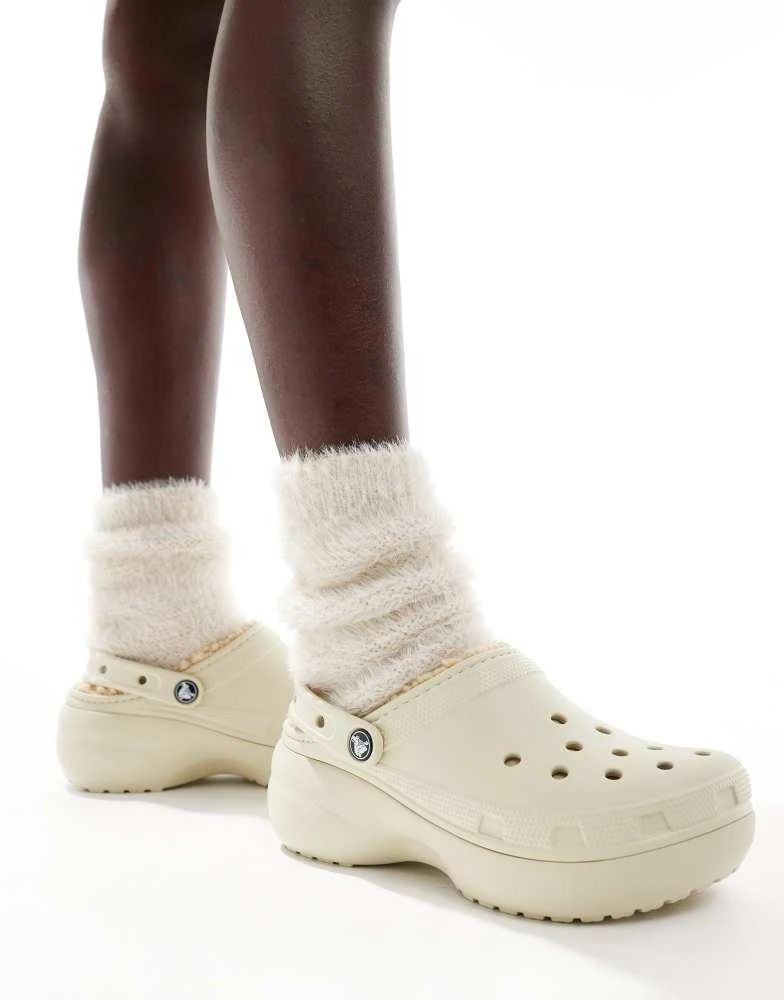 Crocs Crocs classic platform lined clogs in bone 1
