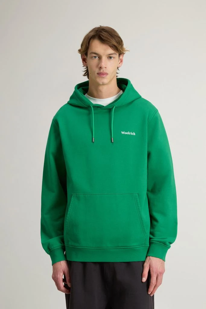Woolrich Pure Cotton Hoodie with Back Print - Men - Green 1
