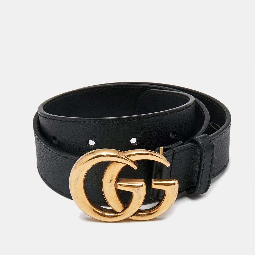 Gucci Gucci Black Leather GG Marmont Buckle Belt 70CM 1